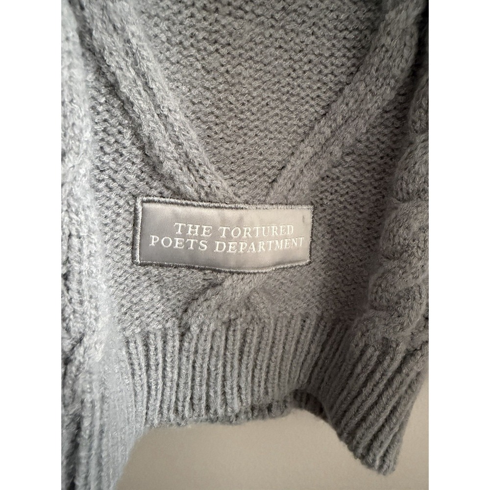 Taylor Swift The Tortured Poets Department Gray Button Down Cardigan Size M/L - Picture 11 of 13